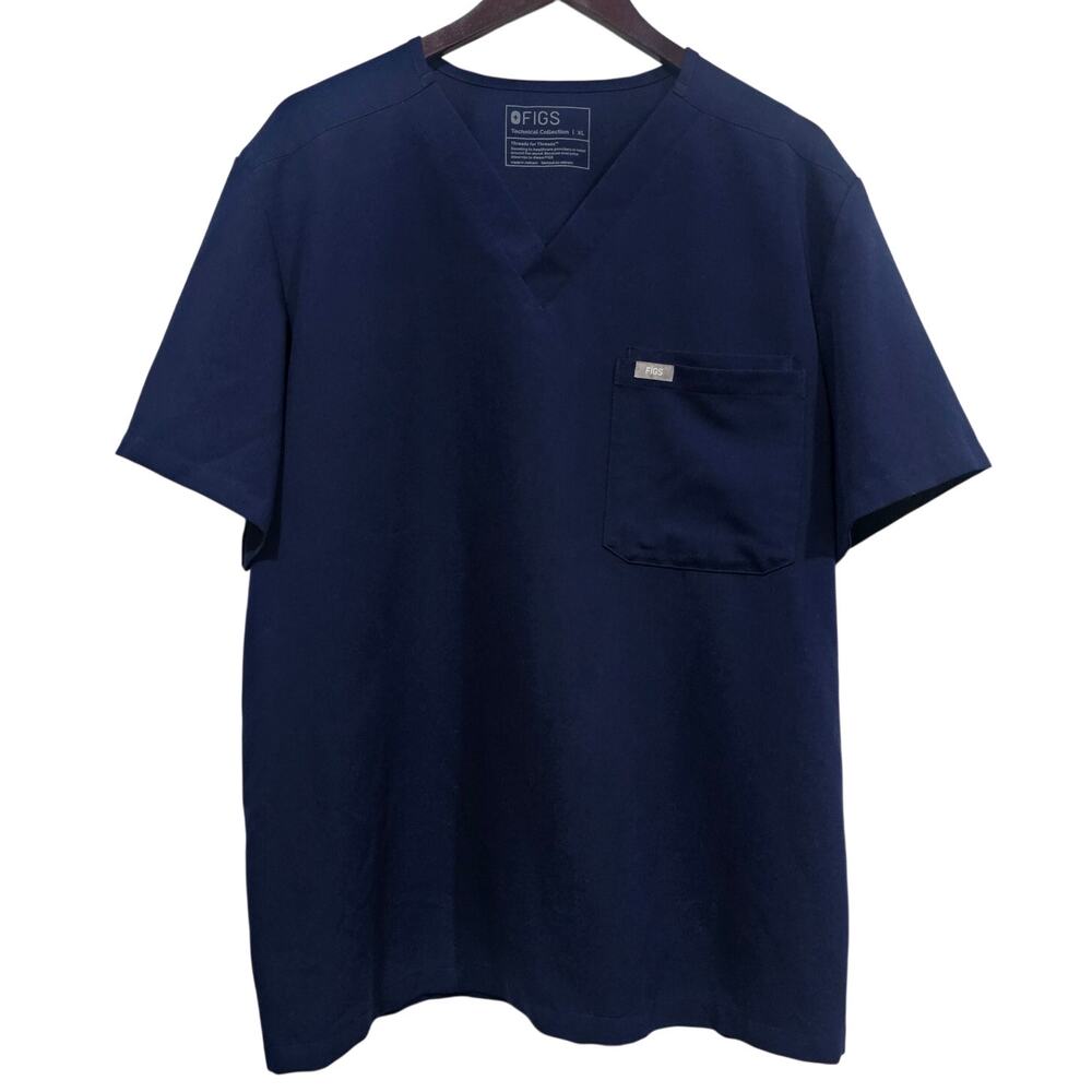 FIGS Technical Collection Scrub Top XL Navy Blue V Neck